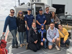 Ashland Wisconsin Express participants learn about Coast Guard rescues off the coast of Madeline Island, Wisconsin.